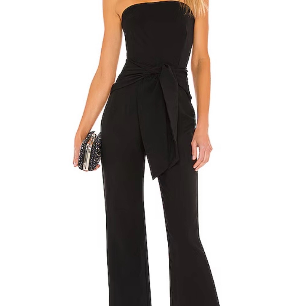 Superdown Black Strapless Tie-Waist Jumpsuit size small